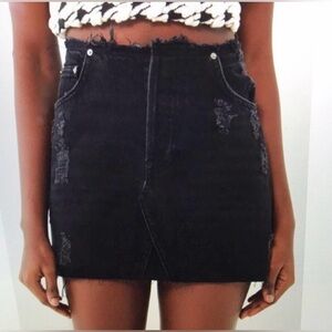 BDG Urban Outfitters Distressed Raw Hem Black Mini Skirt Size XS
